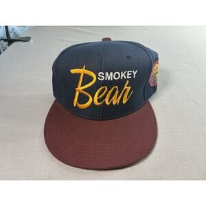 Smokey Bear Snapback Hat Navy Burgundy Fire Prevention Vintage Style Cap